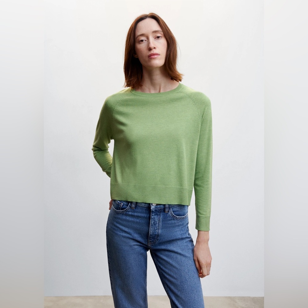 ZARA basic knitwear supersoft lightweight Green Long Sleeve Sweater